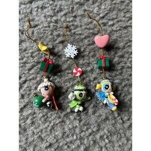 2002 Cartoon Network PowerPuff Girls Buttercup, Bubbles&Blossom Dangle Ornaments